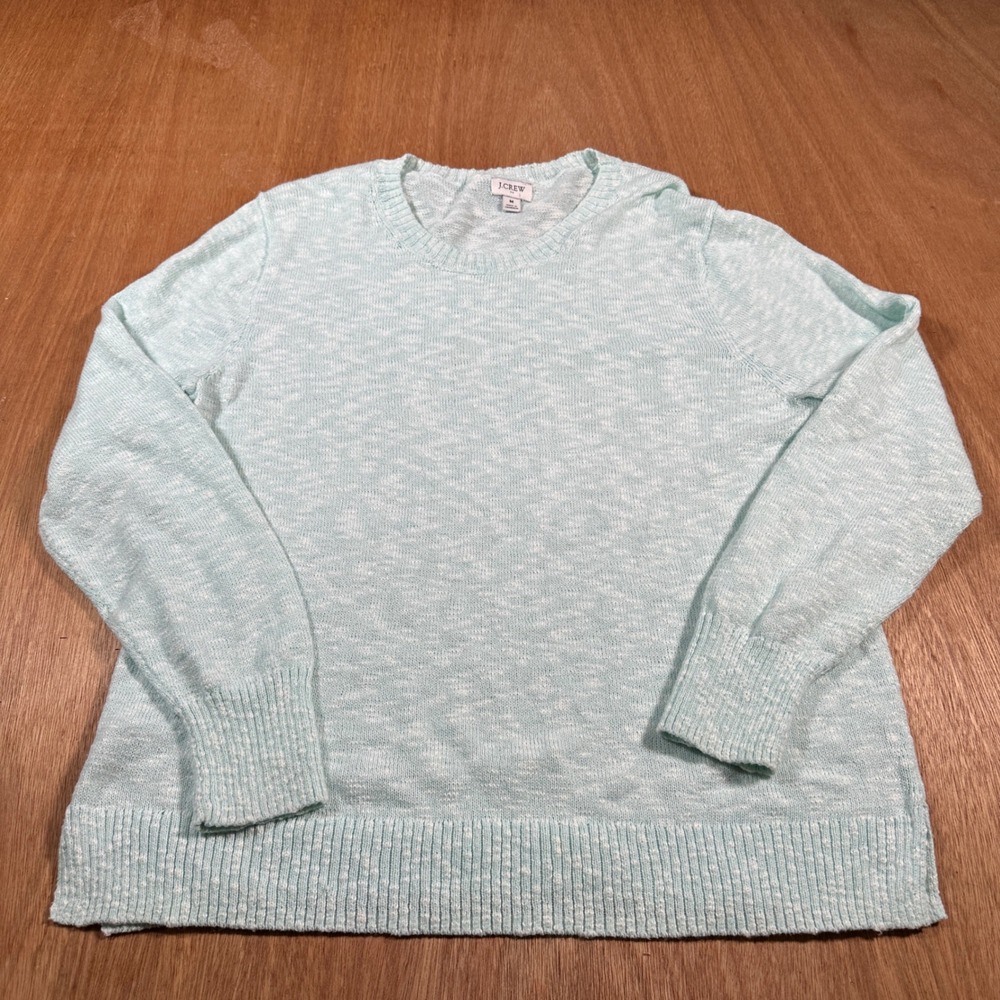 J.Crew Sweater Womens Medium Mint Green Marled Knit Crewneck Long Sleeve Top